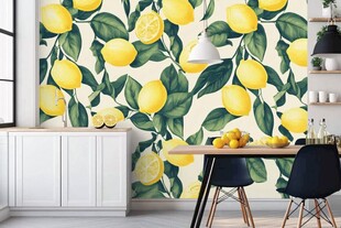 柠檬主题墙饰的清新空间