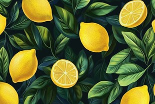柠檬绿叶无缝图案纹理