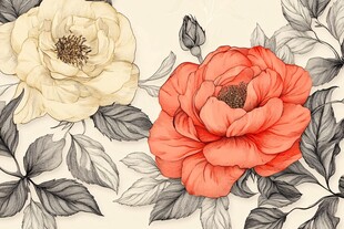 复古风花卉图案插画