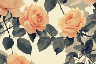 复古风蜜桃色玫瑰花卉图案