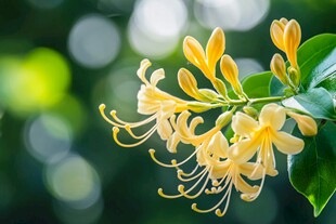 金银花特写 清新雅致的绽放