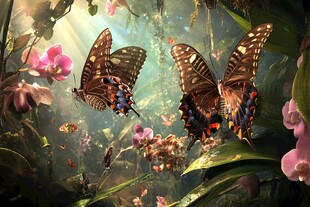 梦幻蝶舞于烂漫花丛中