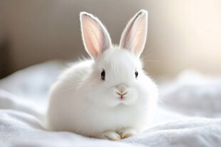 床上的可爱小白兔