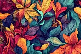 绚丽多彩的花叶图案
