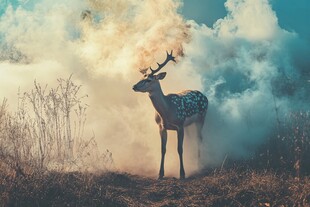 梦幻迷雾中的优雅梅花鹿