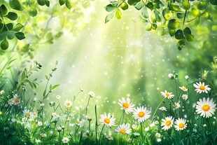 春日烂漫花草阳光美景图