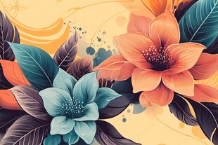 绚丽花卉插画 色彩斑斓