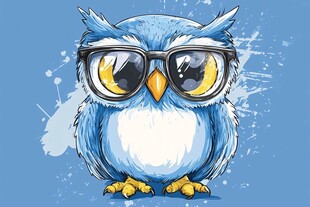 酷炫蓝眼猫头鹰卡通形象