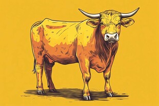 站立的黄牛插画