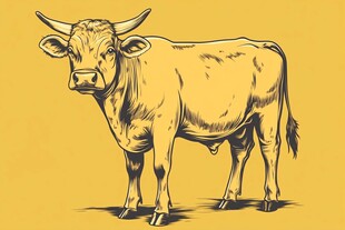 黄牛插画图