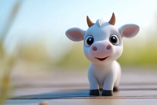 可爱小牛卡通形象萌态十足