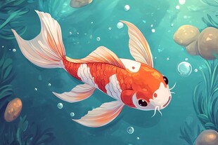 水中畅游的美丽锦鲤鱼