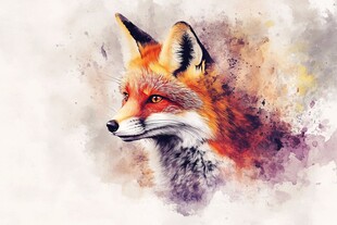 水彩绘就的灵动狐狸头像