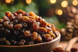 碗中美味葡萄干诱人色泽