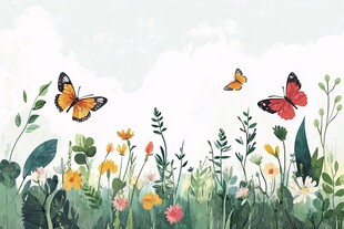 花丛间飞舞的美丽蝴蝶