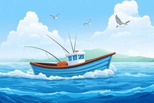 海上渔船悠然行