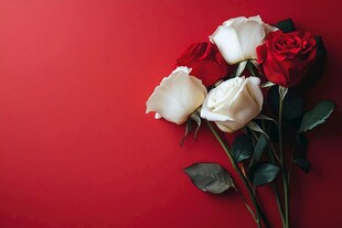 红白玫瑰装点的浪漫时刻