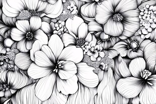 黑白花卉图案纹理背景图