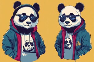 酷炫熊猫潮装形象展示