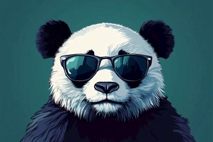 潮酷熊猫戴墨镜