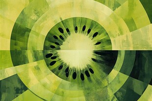 奇幻绿调猕猴桃几何艺术图