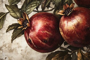 复古风石榴静物绘画