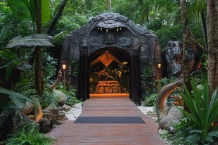 丛林中的奇幻洞穴入口