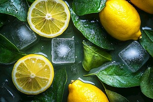 冰爽柠檬与绿叶清新组合