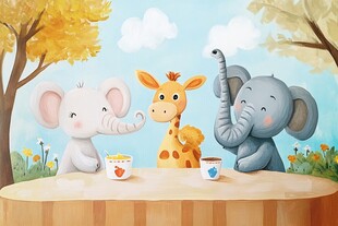 动物们惬意的下午茶时光