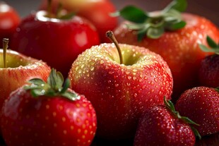 水润苹果与草莓的诱人组合