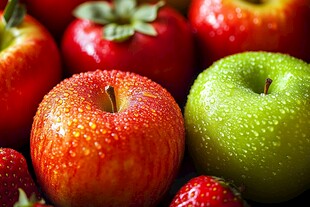 多彩水果 苹果与草莓