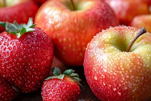 新鲜草莓与苹果的诱人组合