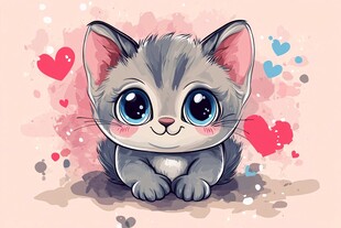 可爱萌猫 爱心环绕