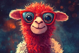 戴红眼镜的可爱羊驼