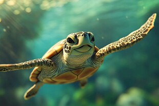 海龟在水中悠然遨游