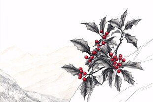 水墨冬青枝 红果映山川