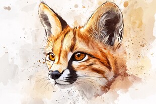 水彩风格的狐狸头部插画