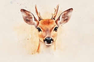 水彩风小鹿特写