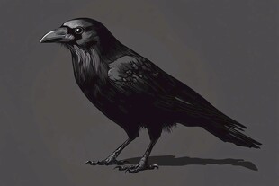 黑色乌鸦特写插画