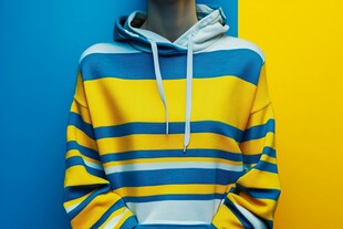 彩色条纹连帽衫时尚展示