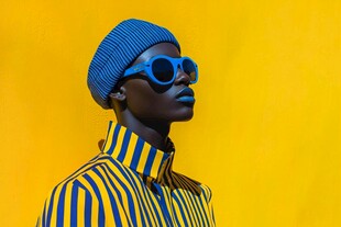 时尚黑人模特的亮眼穿搭