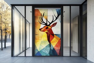 几何鹿头装饰的现代门景