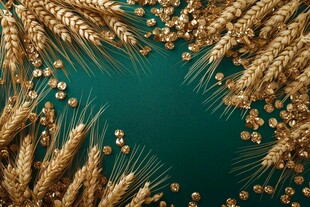 麦穗装点的翠绿背景画面