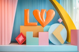 浪漫爱心立体字母场景布置