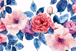 水彩花卉图案 浪漫粉色玫瑰