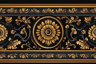 古典黑金花卉纹饰图案