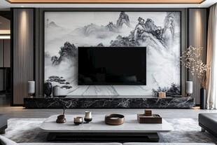 中式客厅电视背景墙设计