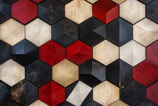 多彩六边形拼接墙面装饰