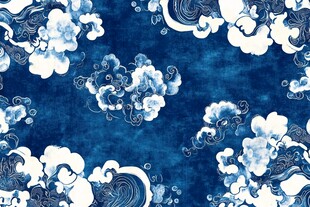 蓝白中式云纹无缝图案