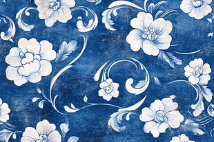 蓝白花卉纹理图案